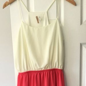 Cream and pink high-low dress